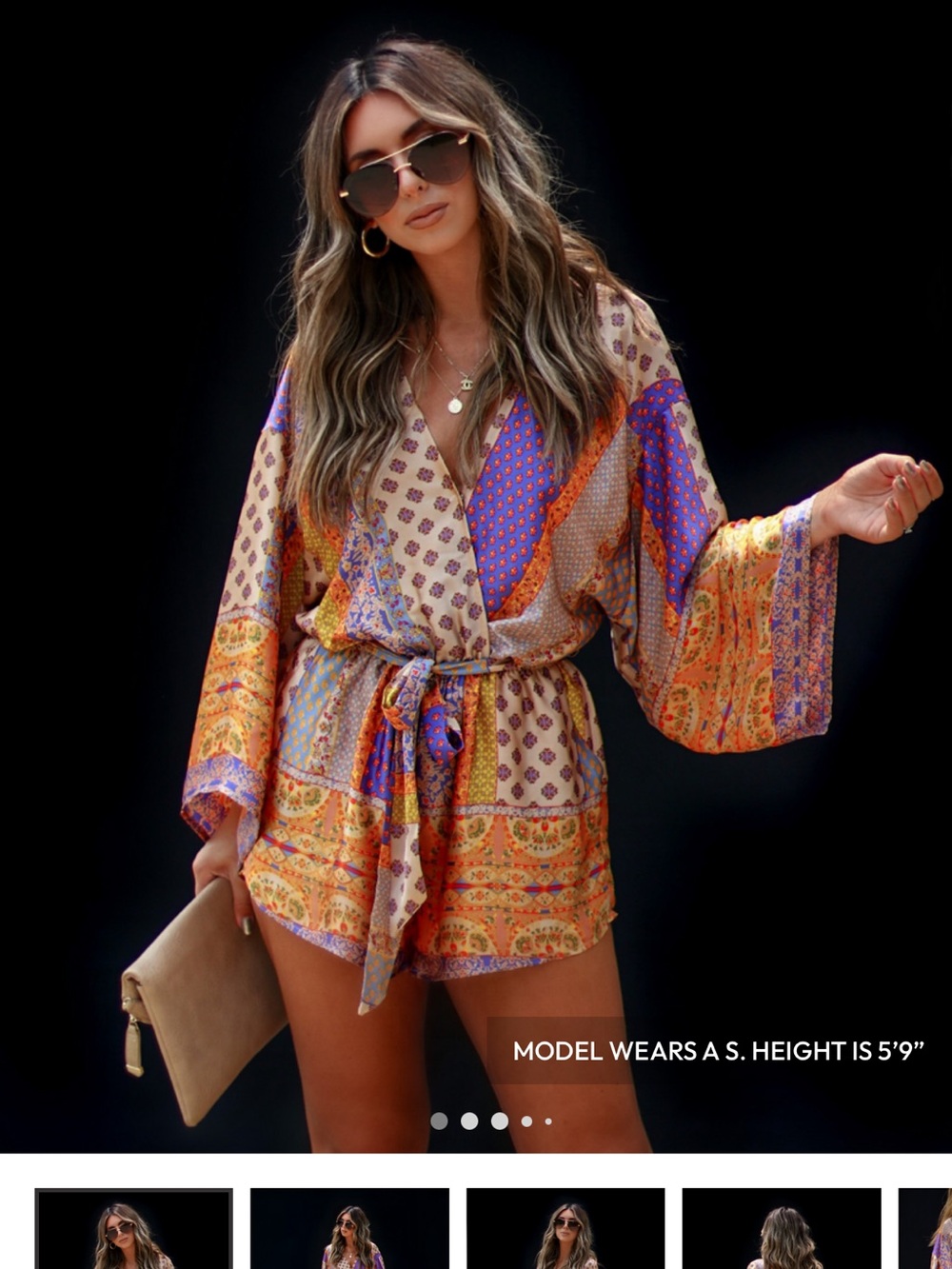 VICI Palm Canyon Satin Tie Waist Romper